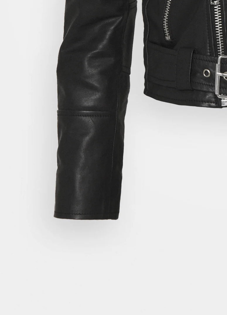 Add up sleeves leather jacket