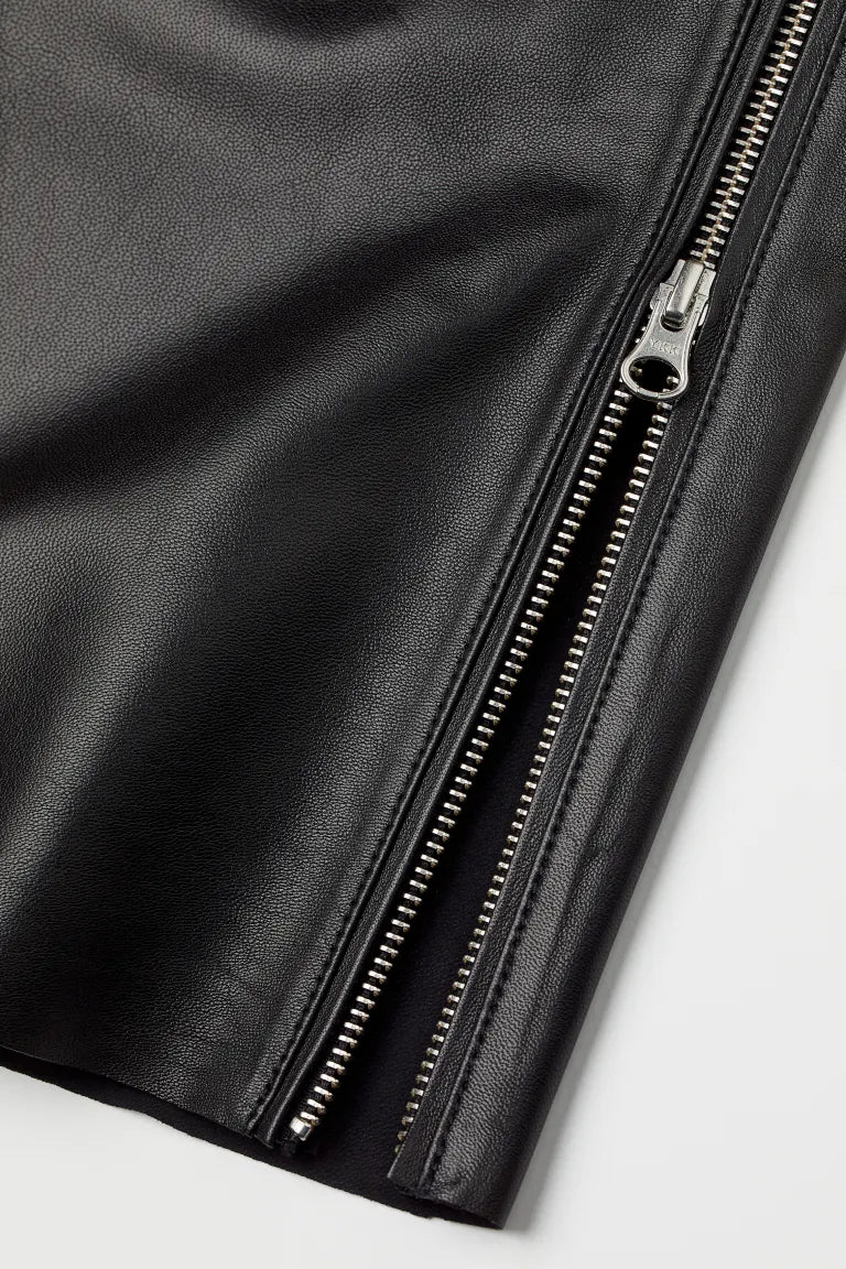 Skifte glidelås skinnjakke