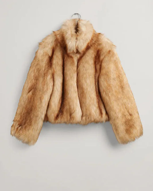Fur jacket with sleeves up/down